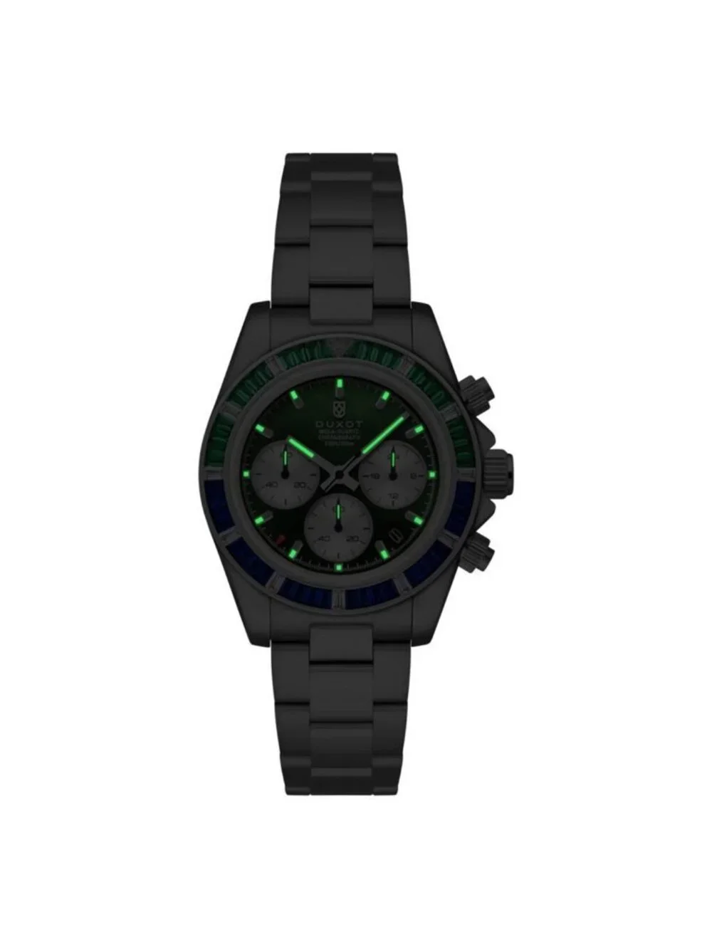 NWT Duxot Accelero Rainbow Chronograph Quartz Green Dial Men's Watch